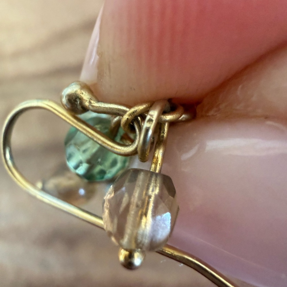 Vintage Italian Cluster Drop Chandelier Earrings Blue Topaz Teardrop Gem Beads - Picture 4 of 6